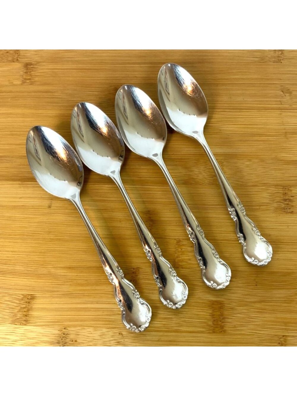 Reed & Barton Dickenson 4 Oval Soup Spoons 18-8 Stainless Steel Glossy Flatware
